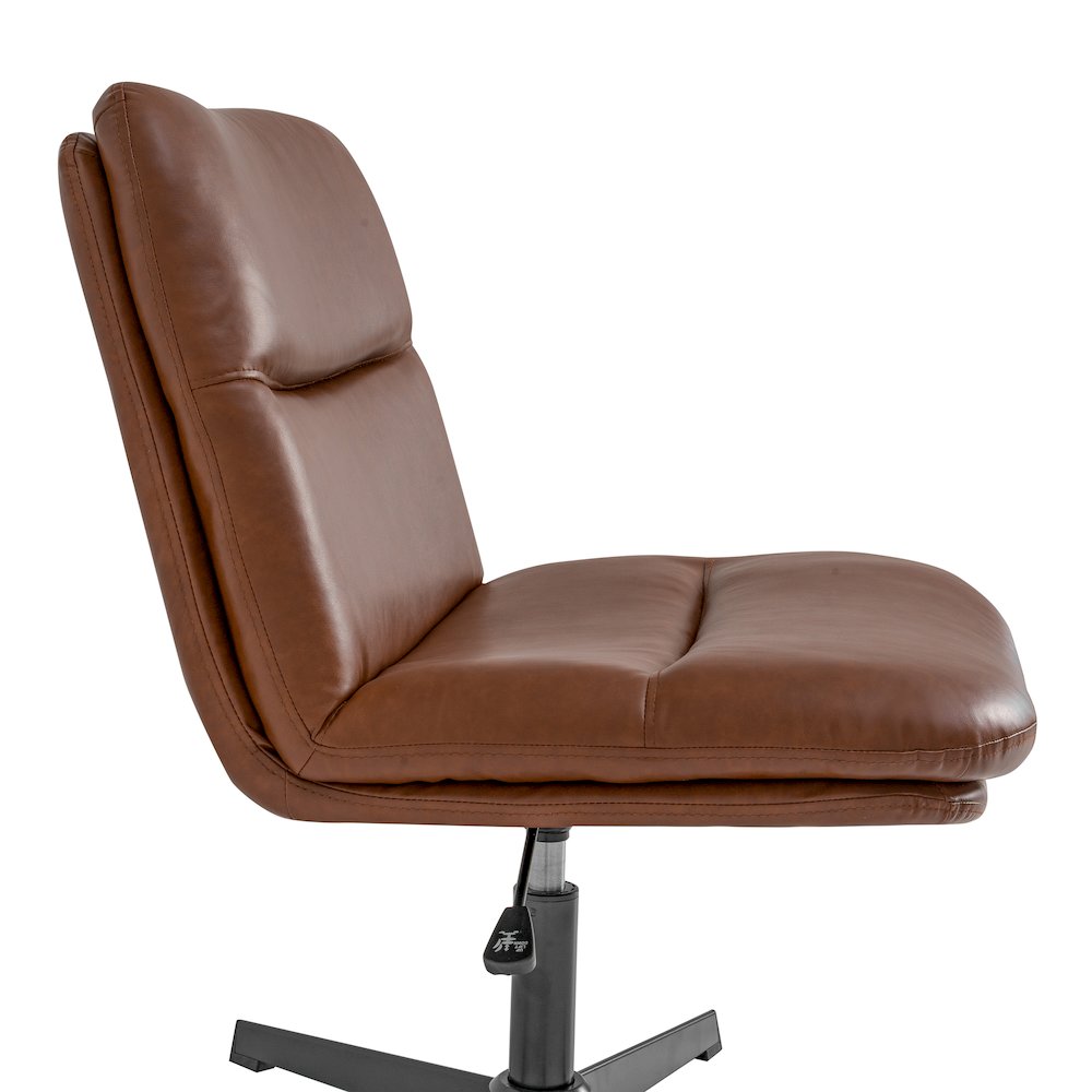 Cognac Padded LeatherSoft Armless Stationary Task Office Chair, Black Frame. Picture 11