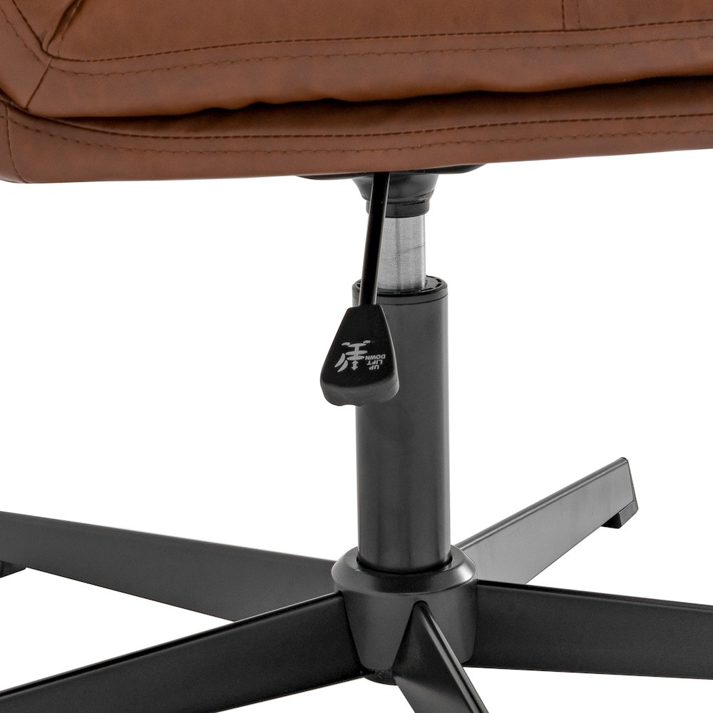 Cognac Padded LeatherSoft Armless Stationary Task Office Chair, Black Frame. Picture 12