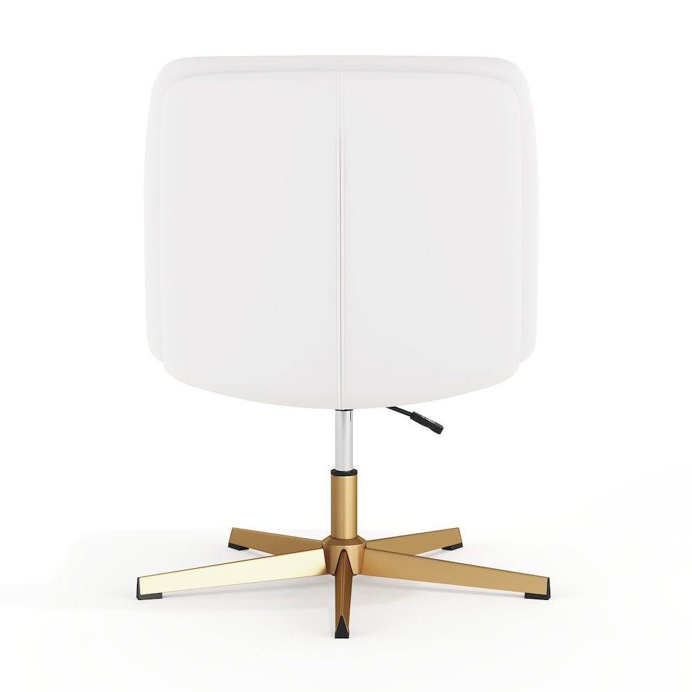 White Padded LeatherSoft Armless Stationary Task Office Chair, Gold Frame. Picture 4