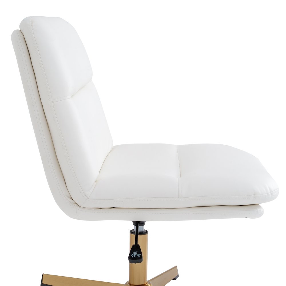 White Padded LeatherSoft Armless Stationary Task Office Chair, Gold Frame. Picture 11
