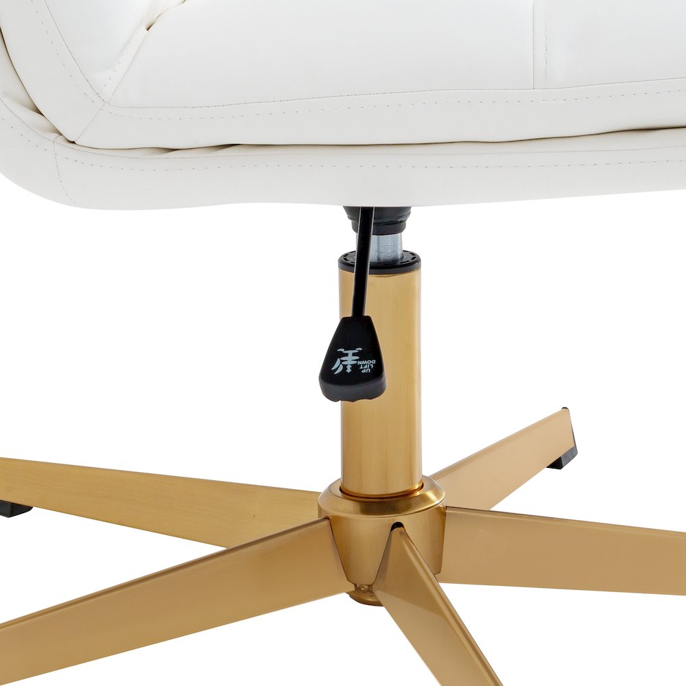 White Padded LeatherSoft Armless Stationary Task Office Chair, Gold Frame. Picture 12