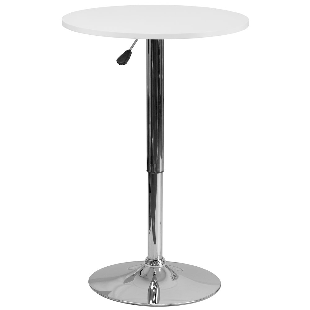23.75'' Round Adjustable Height White Wood Table. Picture 1