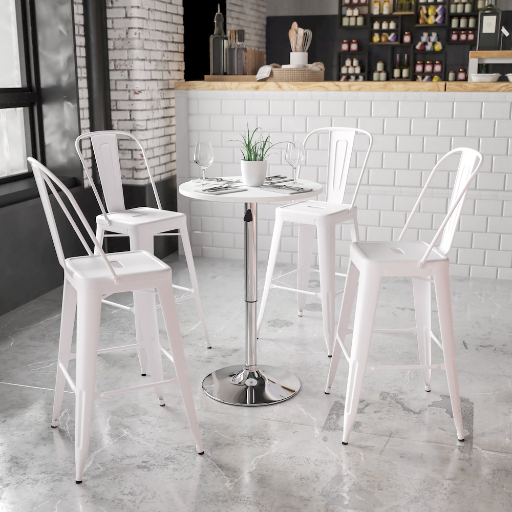 23.75'' Round Adjustable Height White Wood Table. Picture 2