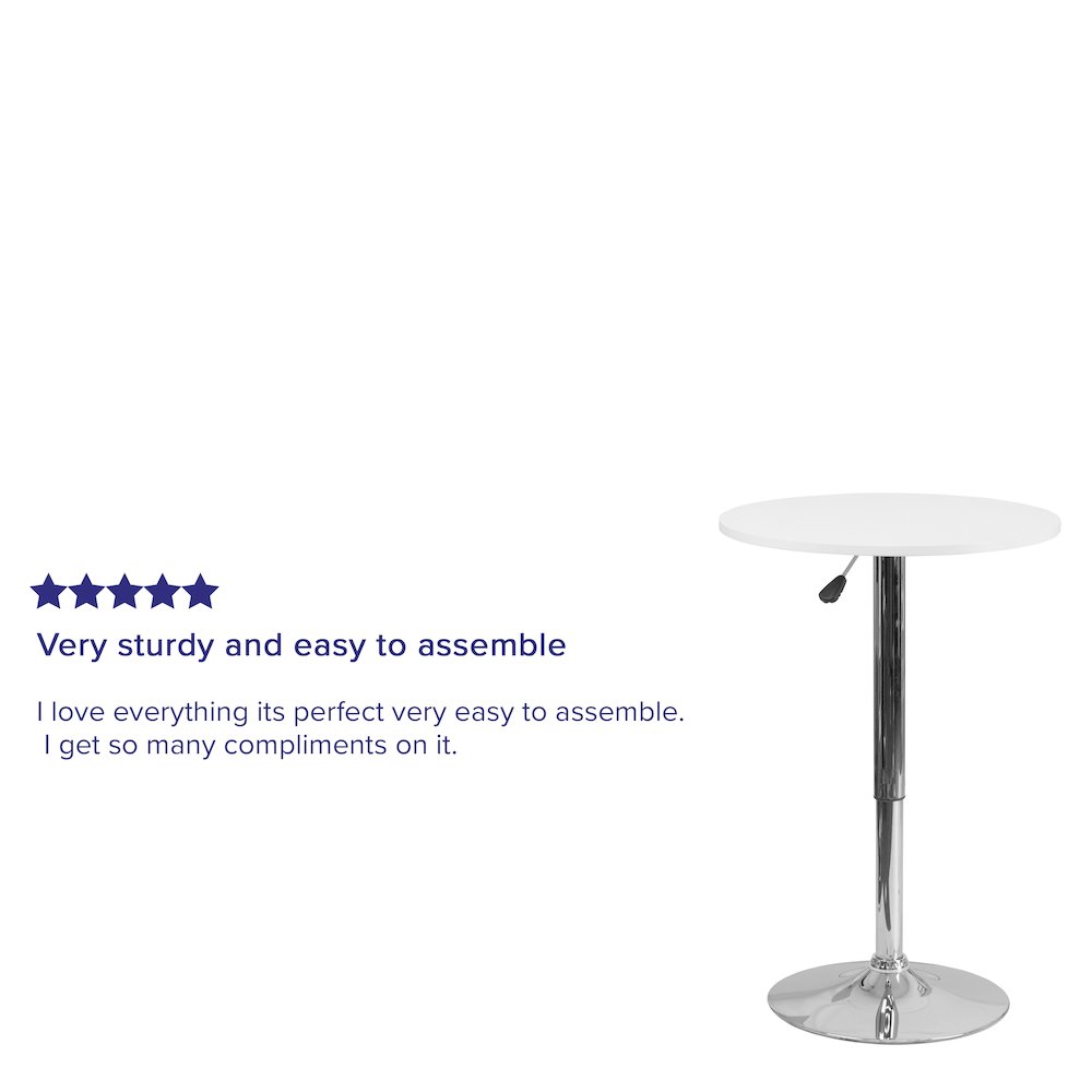 23.75'' Round Adjustable Height White Wood Table. Picture 4
