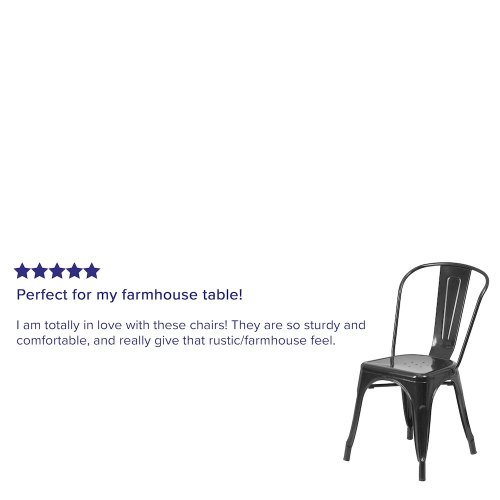 Commercial Grade Black Metal Indoor-Outdoor Stackable Chair. Picture 10