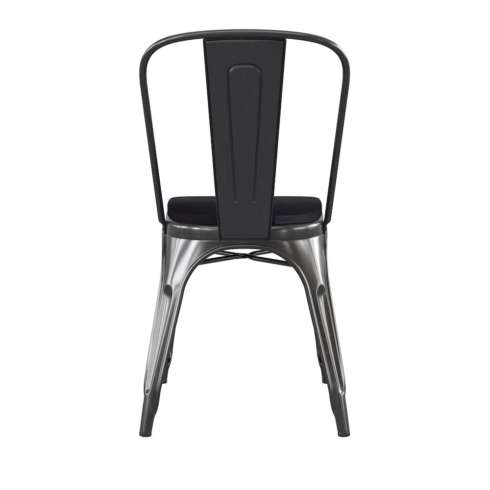 Black-Antique Gold Metal Indoor-Stackable Chair with Black Poly Resin Wood Seat. Picture 9