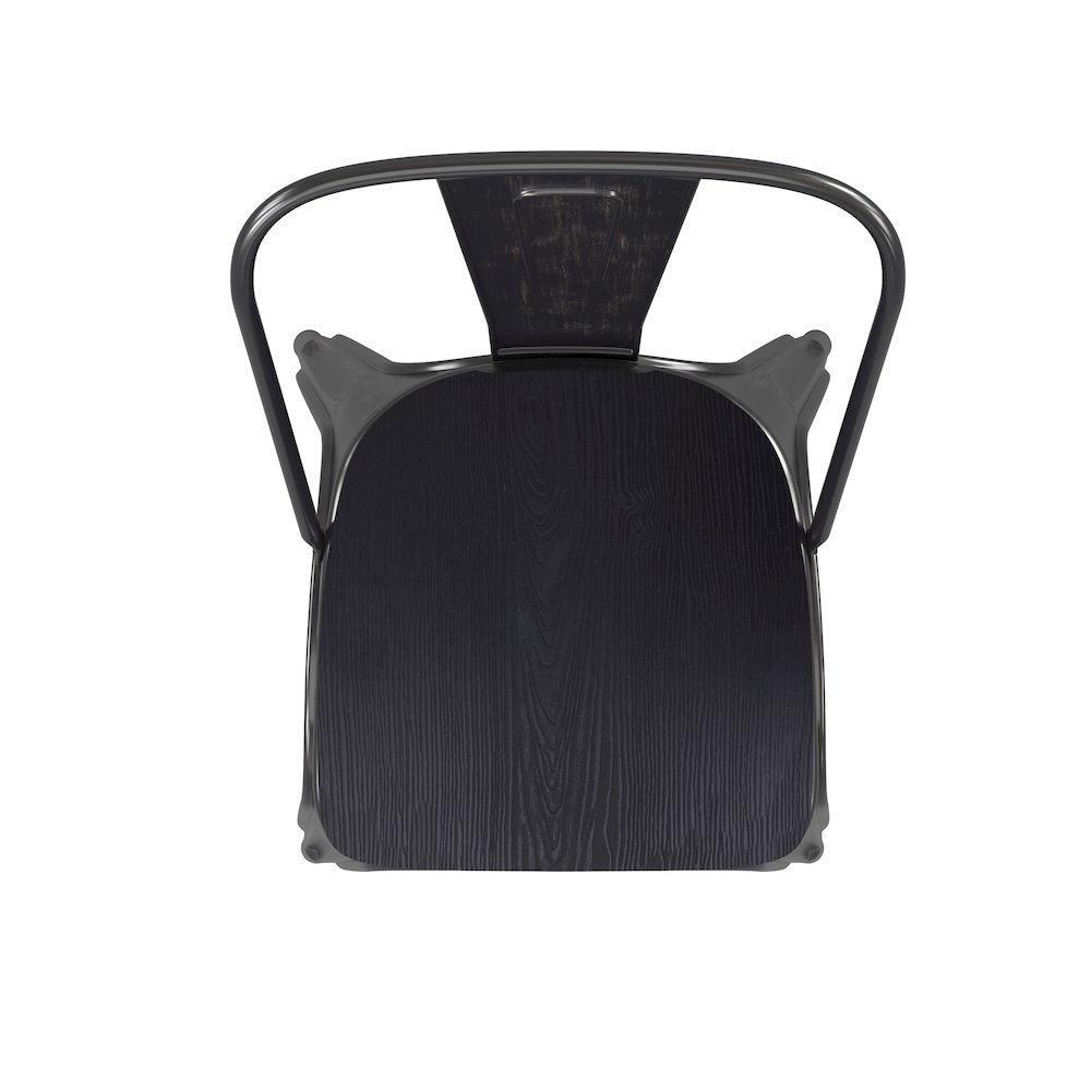 Black-Antique Gold Metal Indoor-Stackable Chair with Black Poly Resin Wood Seat. Picture 12