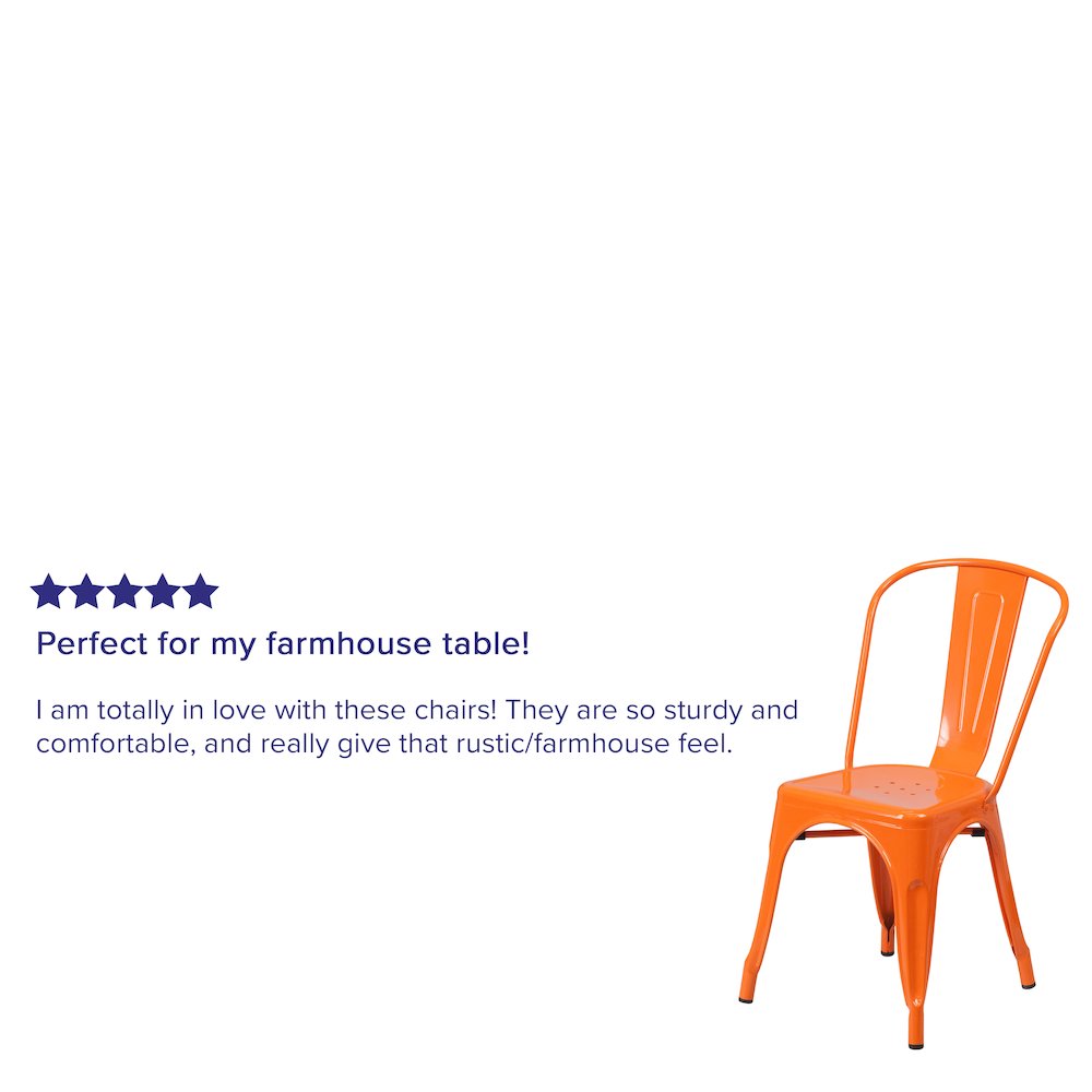 Commercial Grade Orange Metal Indoor-Outdoor Stackable Chair. Picture 10