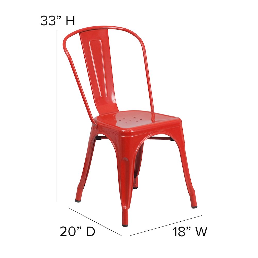 Commercial Grade Red Metal Indoor-Outdoor Stackable Chair. Picture 2