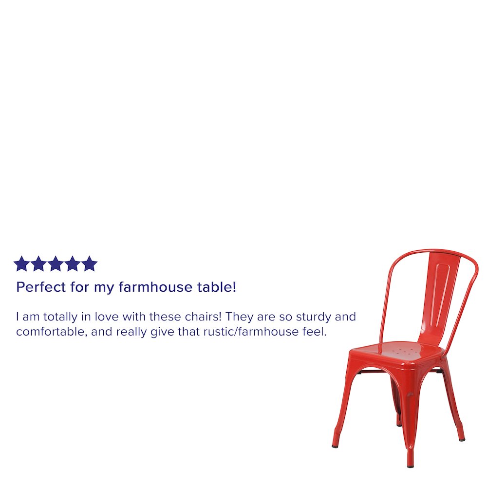 Commercial Grade Red Metal Indoor-Outdoor Stackable Chair. Picture 10
