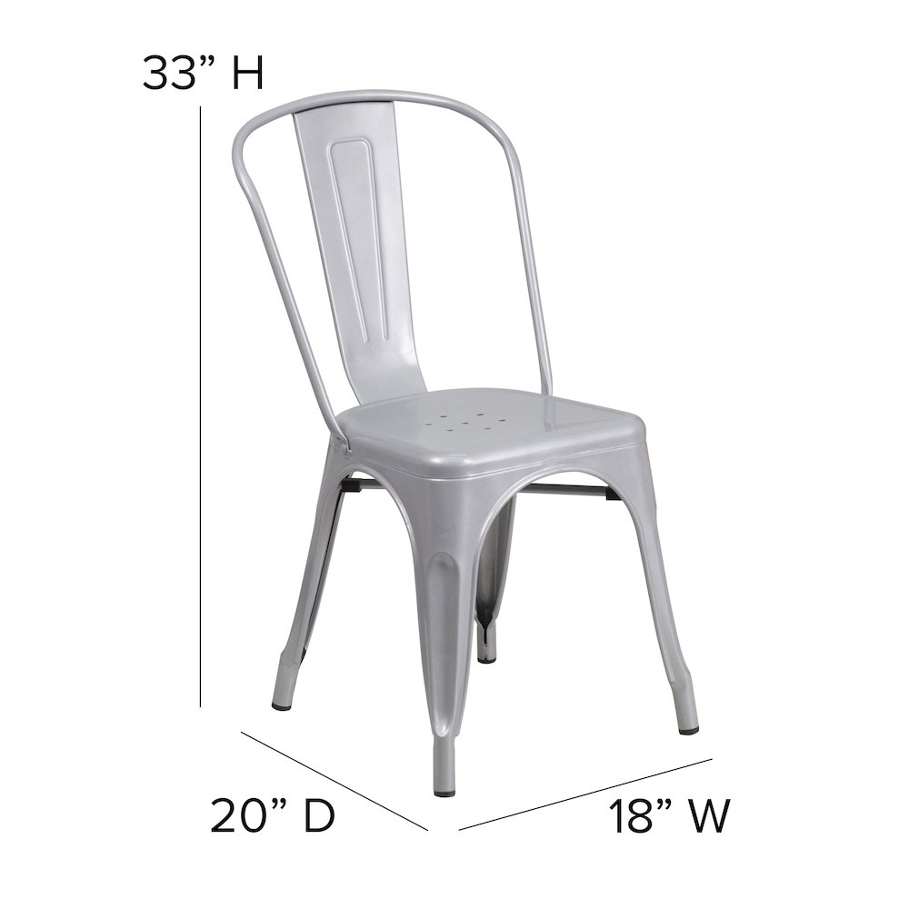 Commercial Grade Silver Metal Indoor-Outdoor Stackable Chair. Picture 2