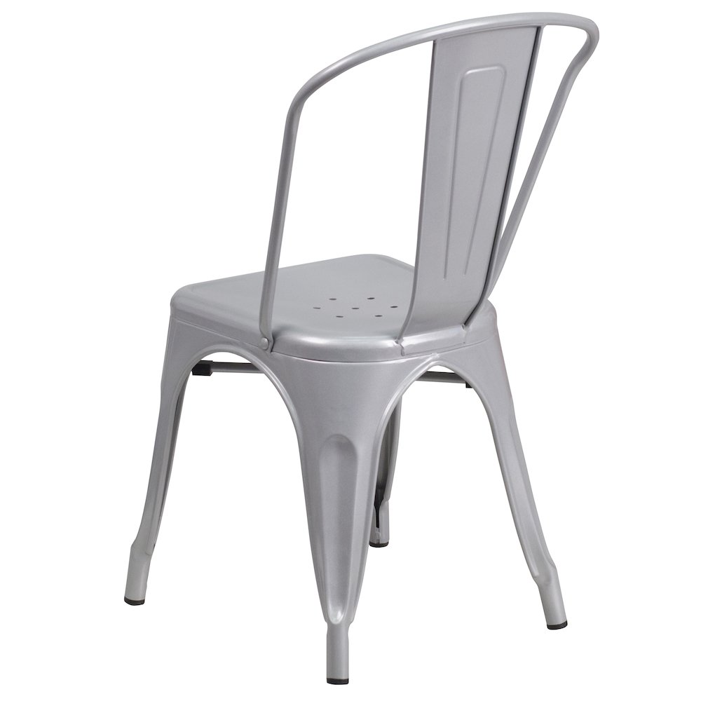 Commercial Grade Silver Metal Indoor-Outdoor Stackable Chair. Picture 4