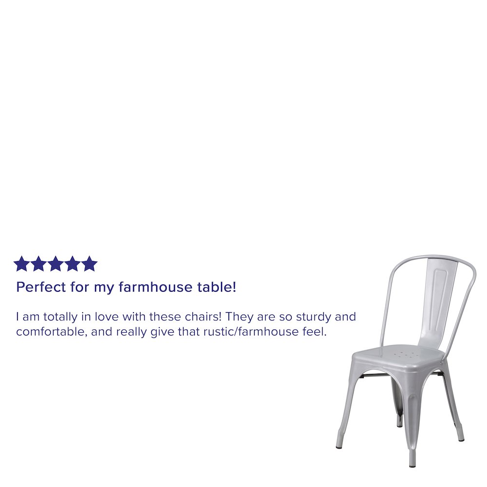 Commercial Grade Silver Metal Indoor-Outdoor Stackable Chair. Picture 10
