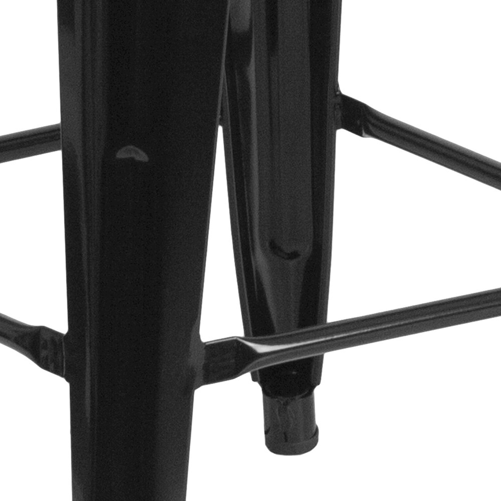 24" High Backless Black Metal Indoor-Outdoor Counter Height Stool with Seat. Picture 8