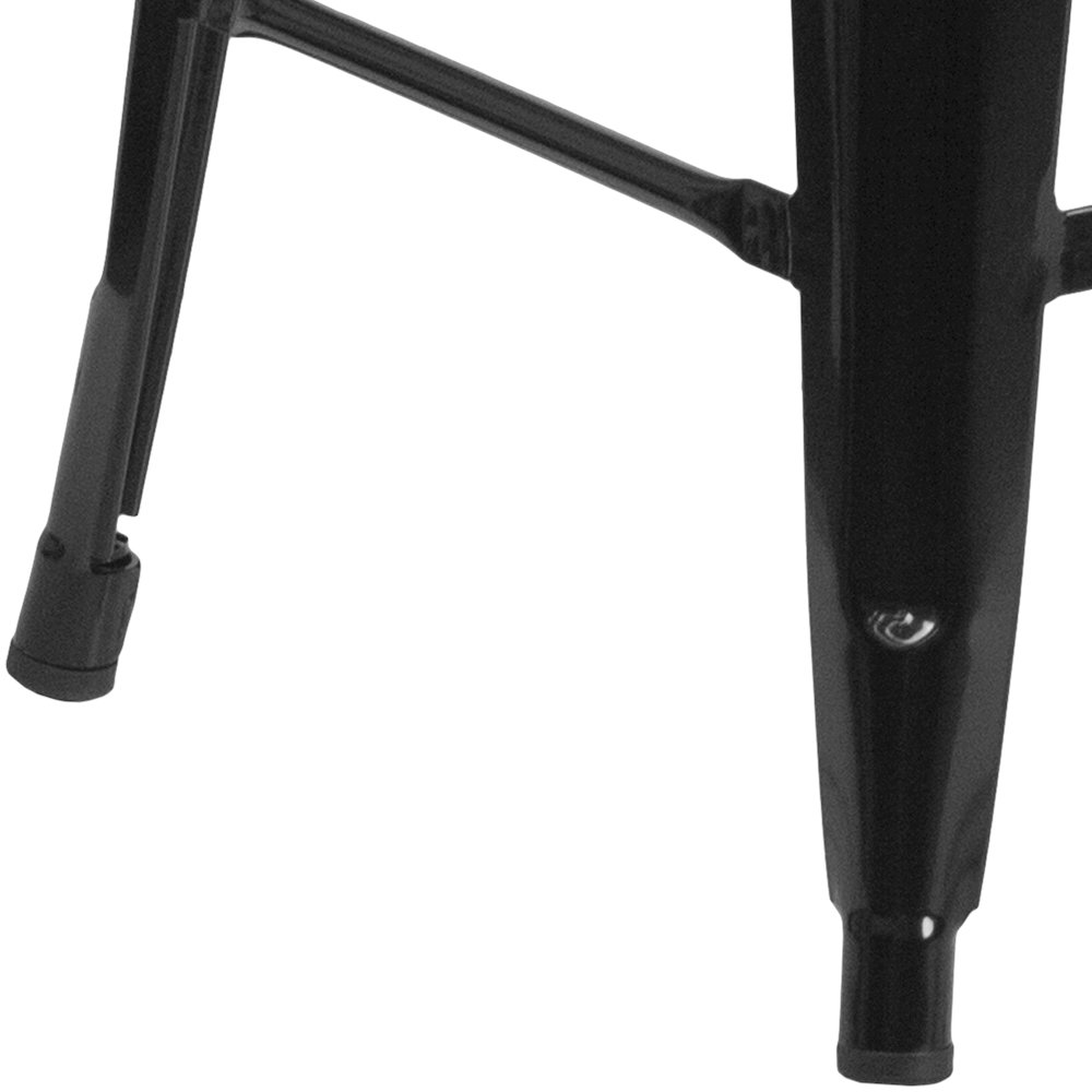 24" High Backless Black Metal Indoor-Outdoor Counter Height Stool with Seat. Picture 9