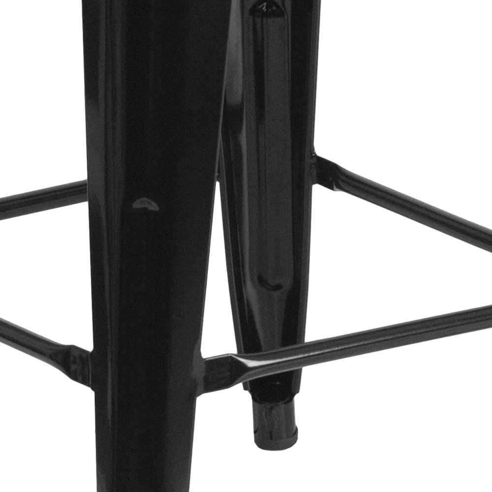 24" High Backless Black Metal Counter Height Stool with Square Wood Seat. Picture 10