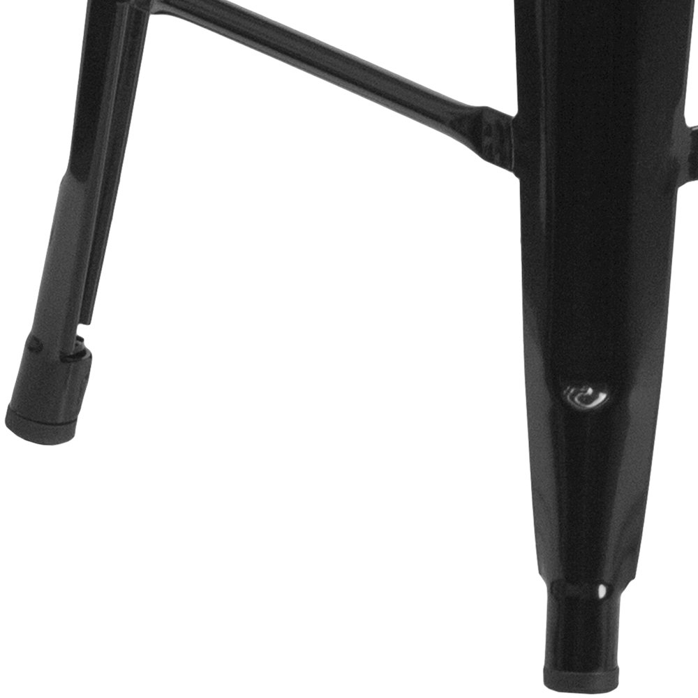 24" High Backless Black Metal Counter Height Stool with Square Wood Seat. Picture 7