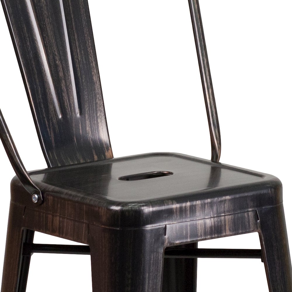 24" High Black-Antique Gold Metal Indoor-Counter Height Stool. Picture 11