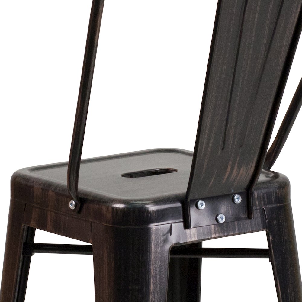 24" High Black-Antique Gold Metal Indoor-Counter Height Stool. Picture 8