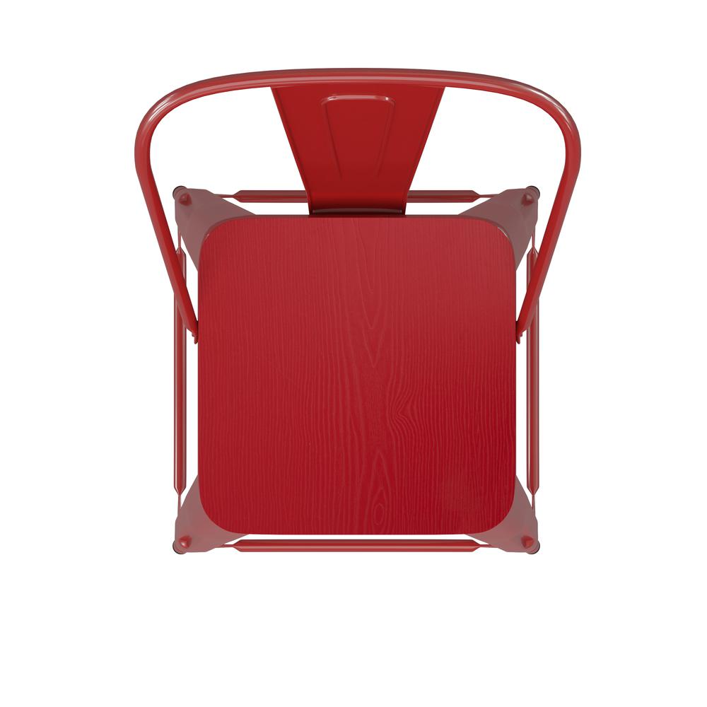 24" High Red Metal Indoor-Counter Height Stool with Removable Back. Picture 12