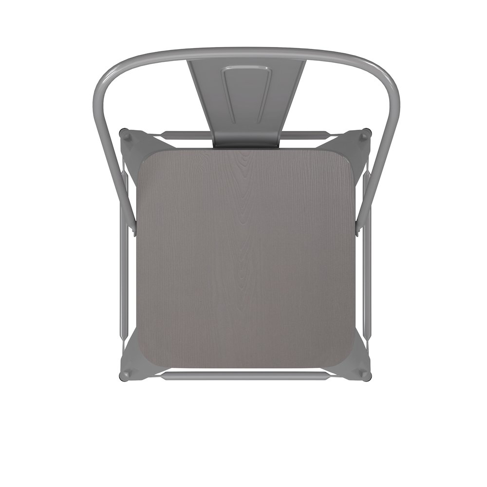 24" High Silver Metal Indoor-Counter Height Stool with Removable Back. Picture 12