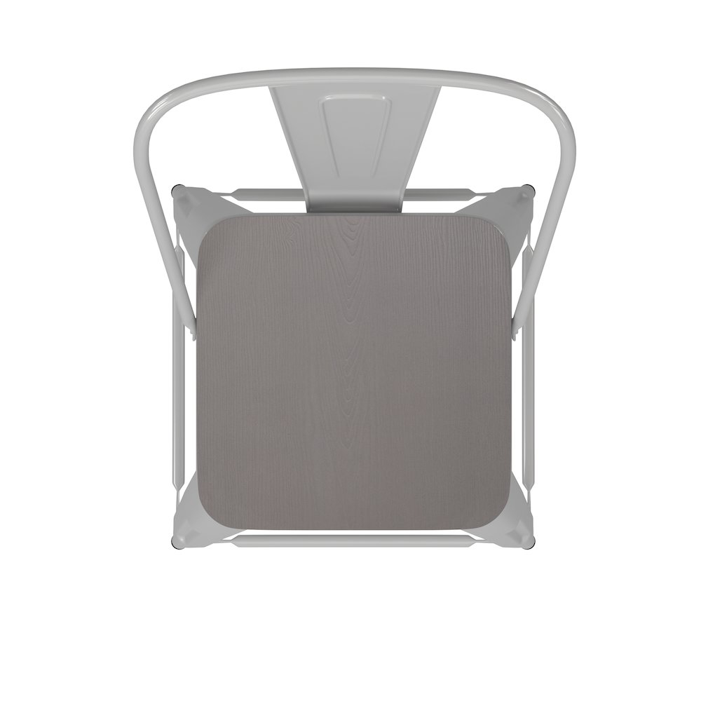 24" High White Metal Indoor-Counter Height Stool with Removable Back. Picture 12