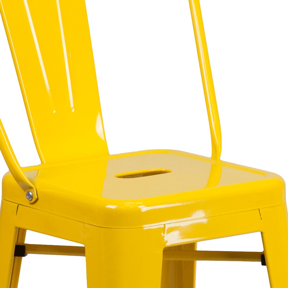 24" High Yellow Metal Indoor-Outdoor Counter Height Stool with Removable Back. Picture 11