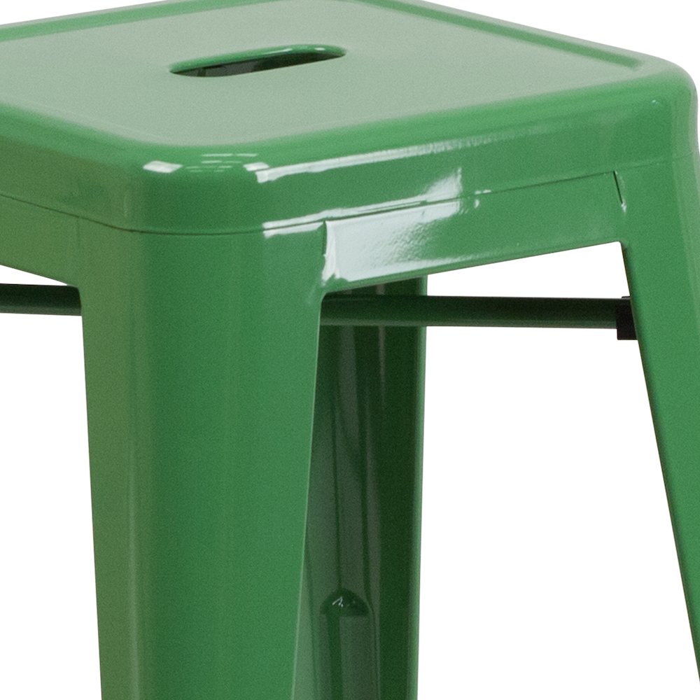 24" High Backless Green Metal Indoor-Outdoor Counter Height Stool with Seat. Picture 11