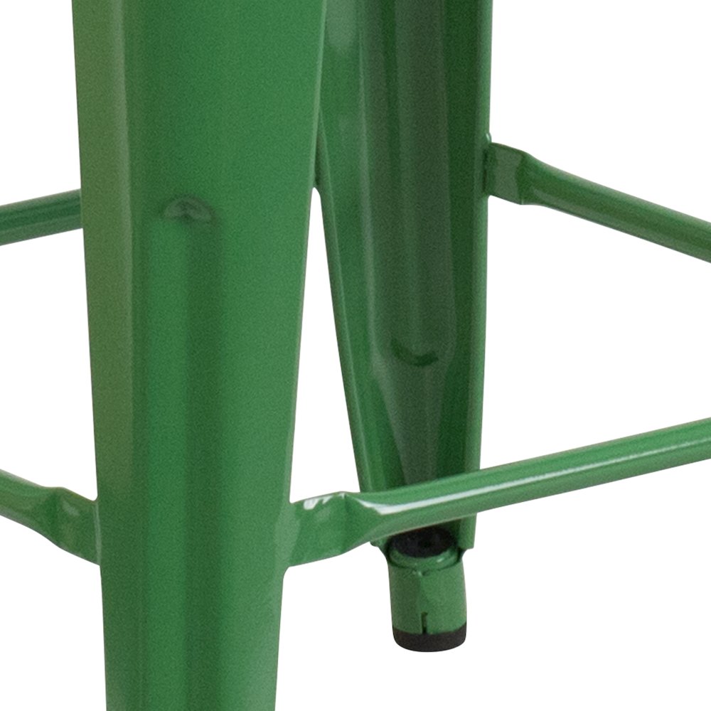 24" High Backless Green Metal Indoor-Outdoor Counter Height Stool with Seat. Picture 8