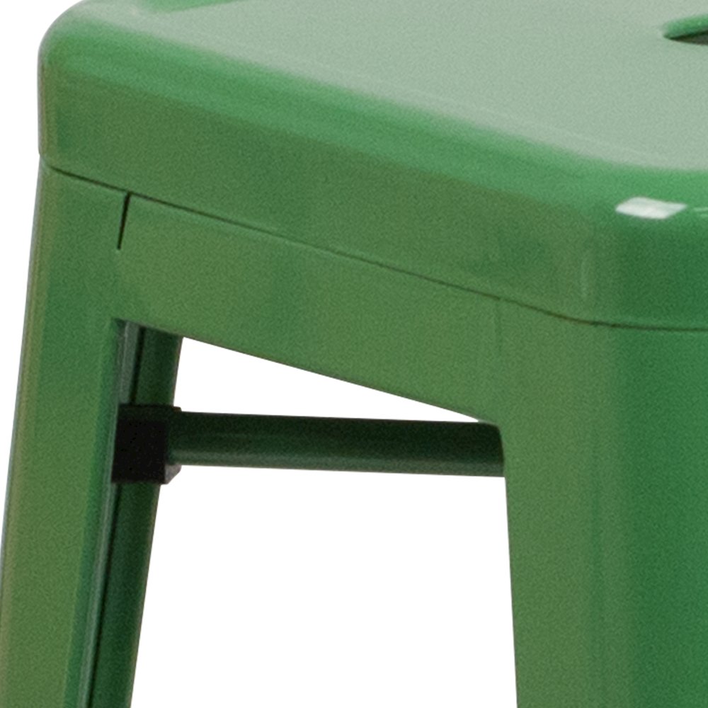 24" High Backless Green Metal Indoor-Outdoor Counter Height Stool with Seat. Picture 10