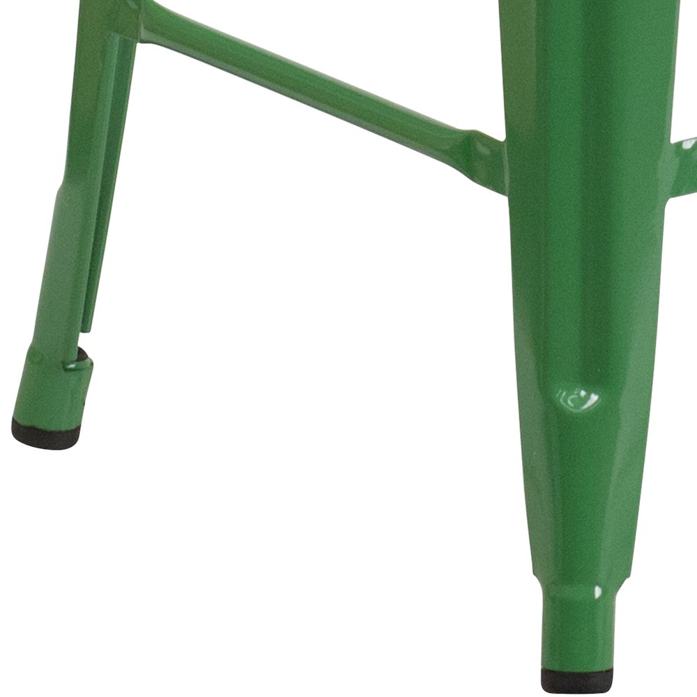 24" High Backless Green Metal Indoor-Outdoor Counter Height Stool with Seat. Picture 9
