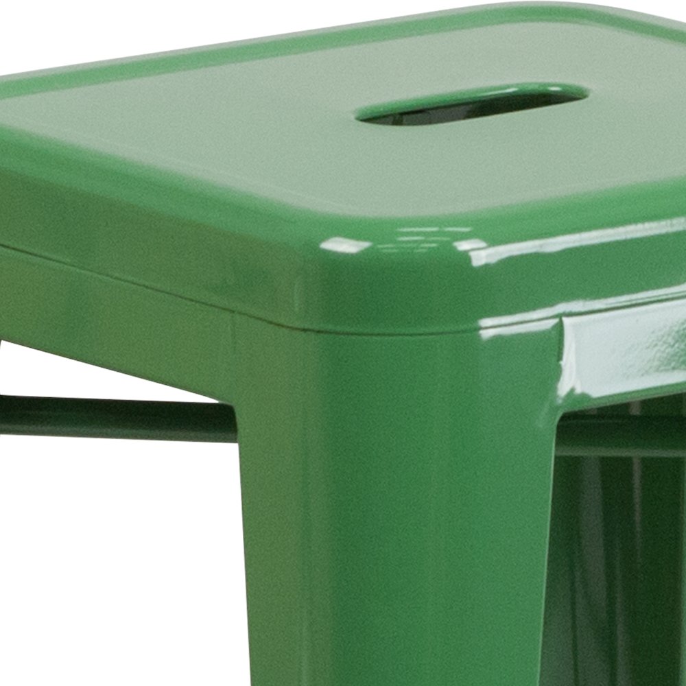 24" High Backless Green Metal Indoor-Outdoor Counter Height Stool with Seat. Picture 7