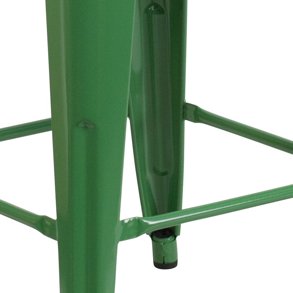 24" High Backless Green Metal Counter Height Stool with Square Wood Seat. Picture 10