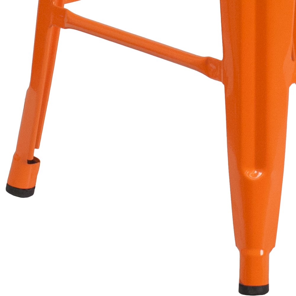 24" High Backless Orange Metal Indoor-Outdoor Counter Height Stool with Seat. Picture 7