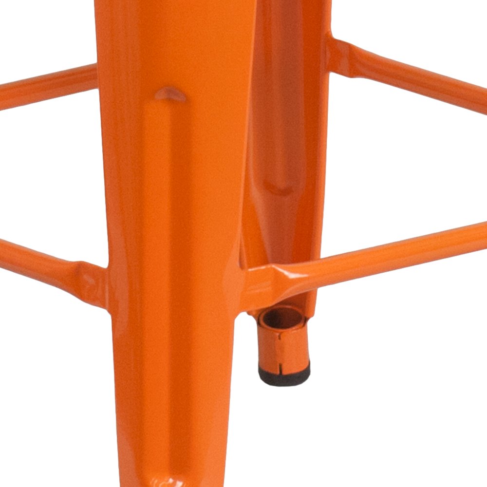 24" High Backless Orange Metal Counter Height Stool with Square Wood Seat. Picture 10