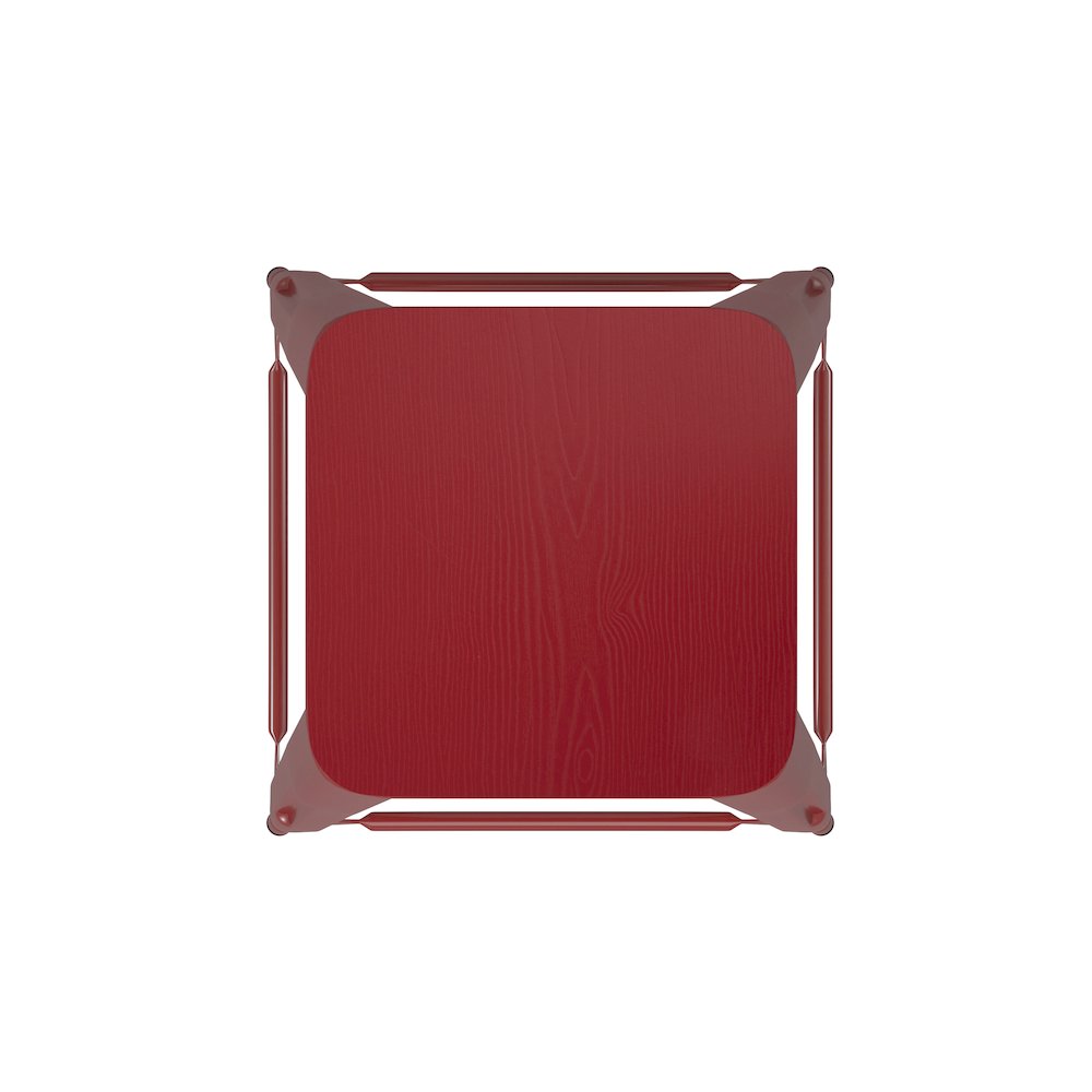 24" High Red Metal Indoor-Counter Height Stool with Red Poly Resin Wood Seat. Picture 11