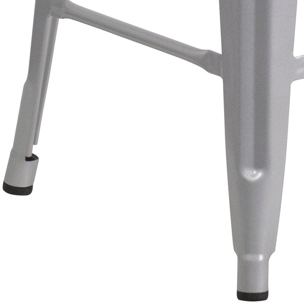 24" High Backless Silver Metal Indoor-Outdoor Counter Height Stool with Seat. Picture 8