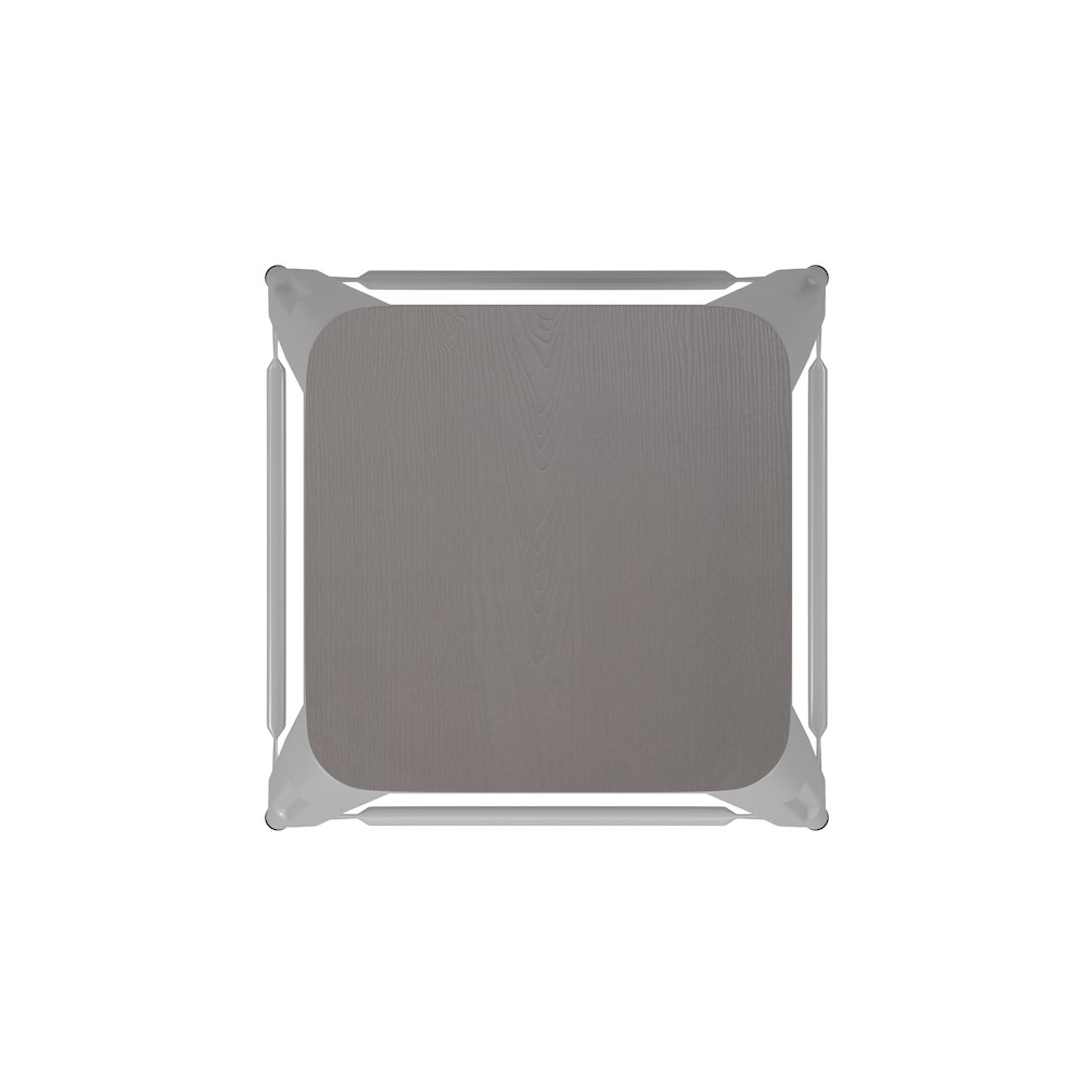 24" High White Metal Indoor-Counter Height Stool with Gray Poly Resin Wood Seat. Picture 11