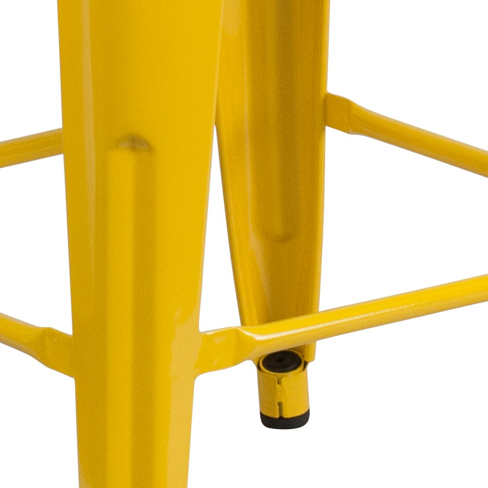 24" High Backless Yellow Metal Indoor-Outdoor Counter Height Stool with Seat. Picture 10