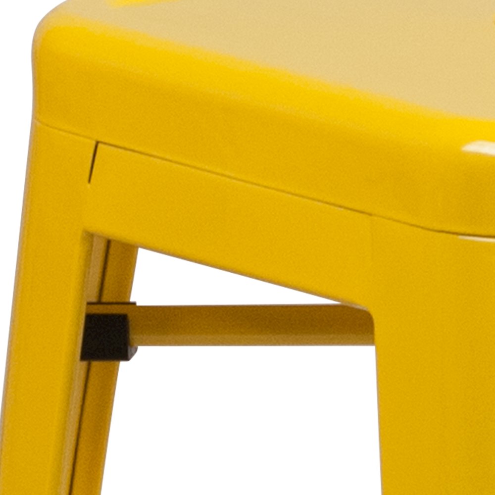 24" High Backless Yellow Metal Indoor-Outdoor Counter Height Stool with Seat. Picture 11