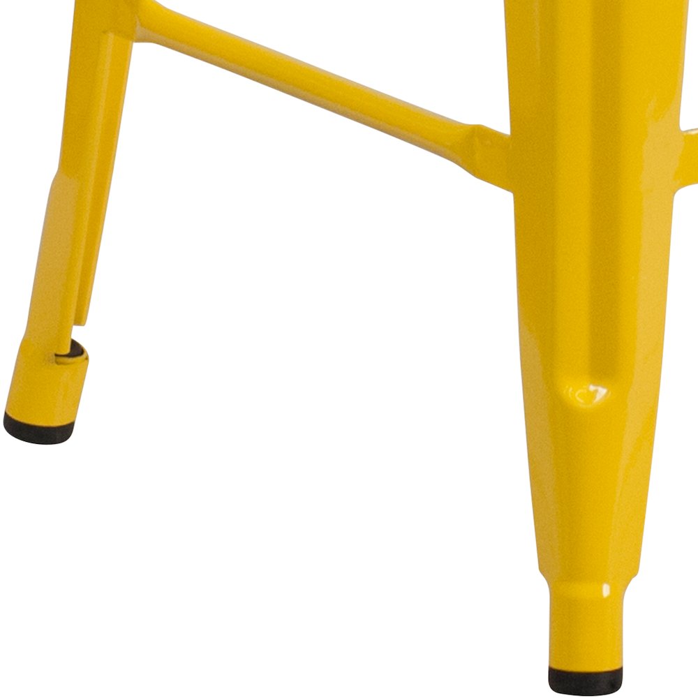 24" High Backless Yellow Metal Indoor-Outdoor Counter Height Stool with Seat. Picture 8