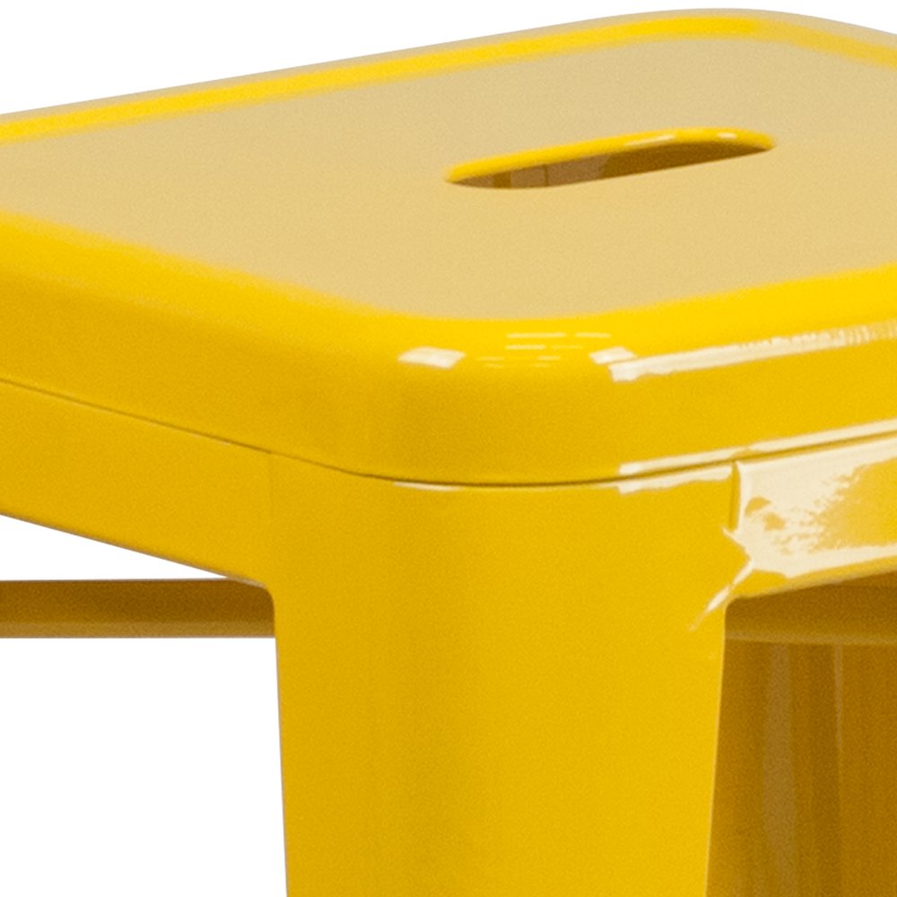 24" High Backless Yellow Metal Indoor-Outdoor Counter Height Stool with Seat. Picture 7
