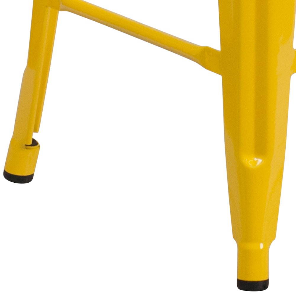 24" High Backless Yellow Metal Counter Height Stool with Square Wood Seat. Picture 8
