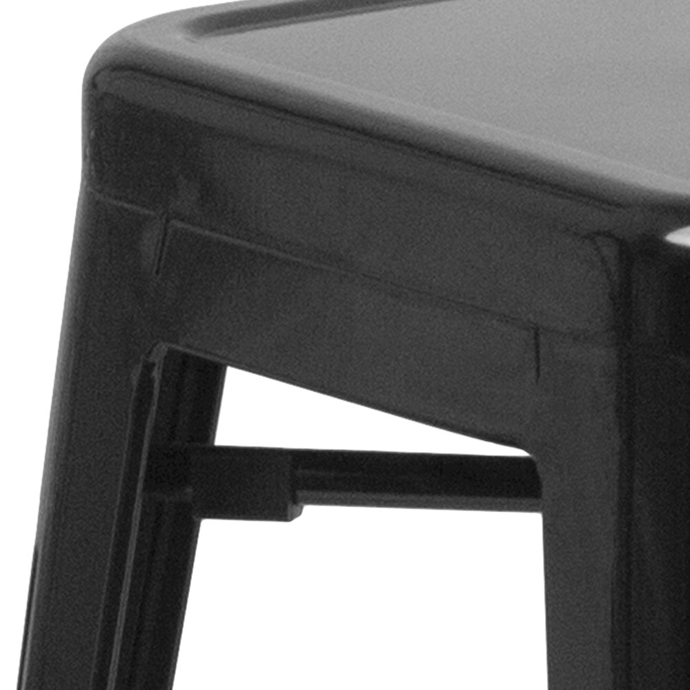 30" High Backless Black Metal Indoor-Outdoor Barstool with Square Seat. Picture 9