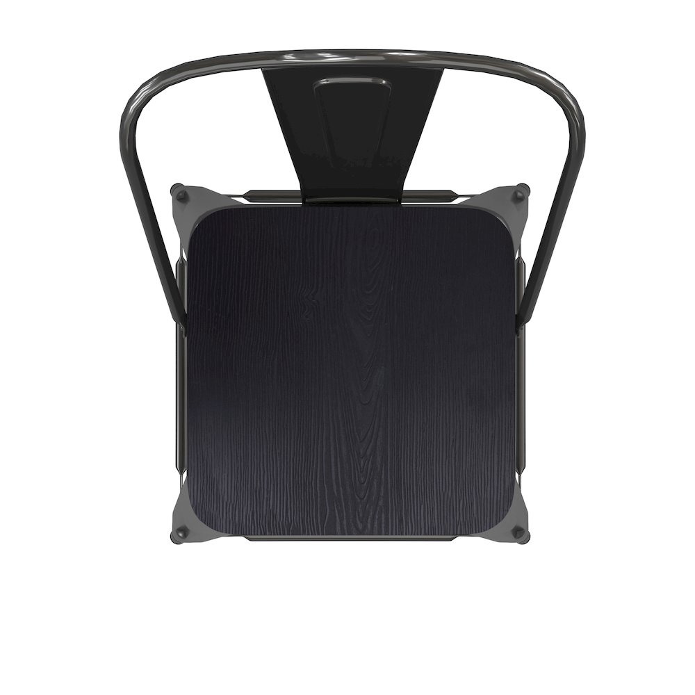 30" High Black Metal Bar Height Stool with Black All-Weather Poly Resin Seat. Picture 12