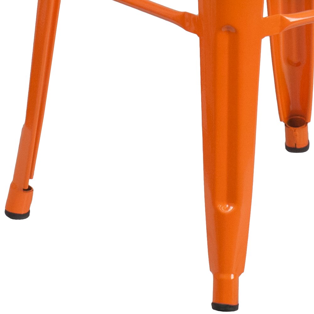 30" High Backless Orange Metal Indoor-Outdoor Barstool with Square Seat. Picture 11