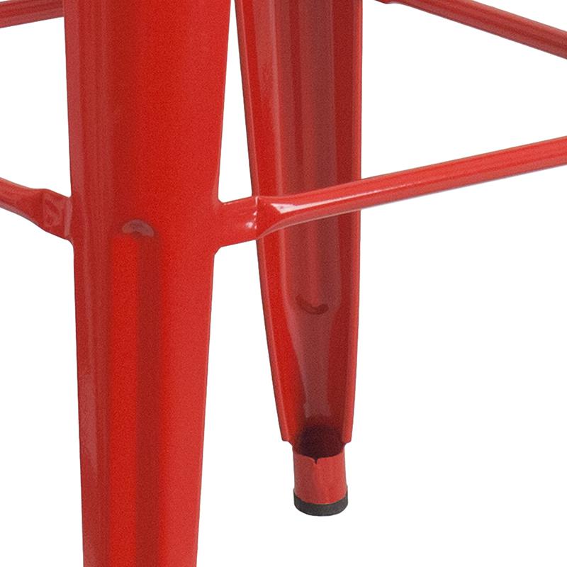 30" High Backless Red Metal Indoor-Outdoor Barstool with Square Seat. Picture 10