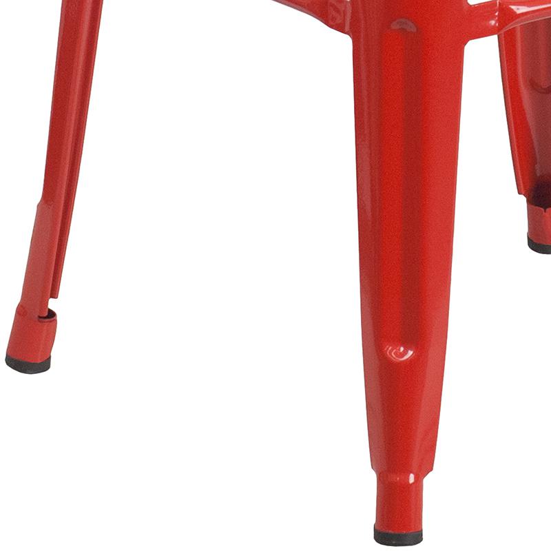 30" High Backless Red Metal Indoor-Outdoor Barstool with Square Seat. Picture 8