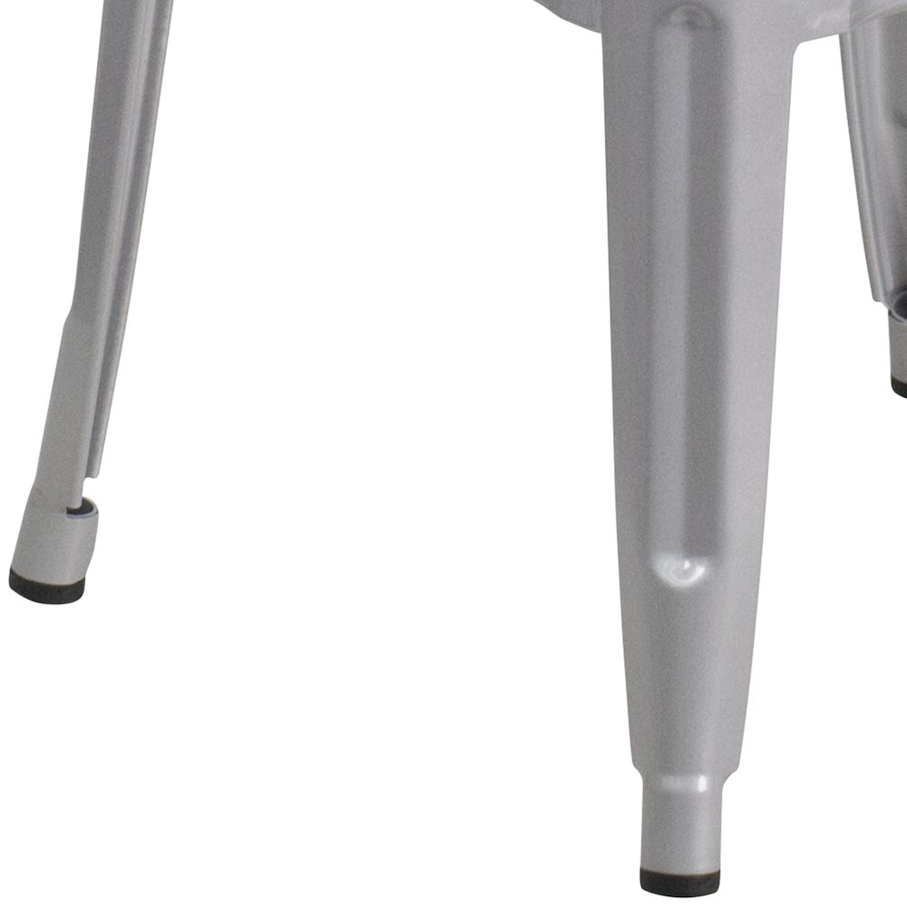 30" High Backless Silver Metal Indoor-Outdoor Barstool with Square Seat. Picture 10