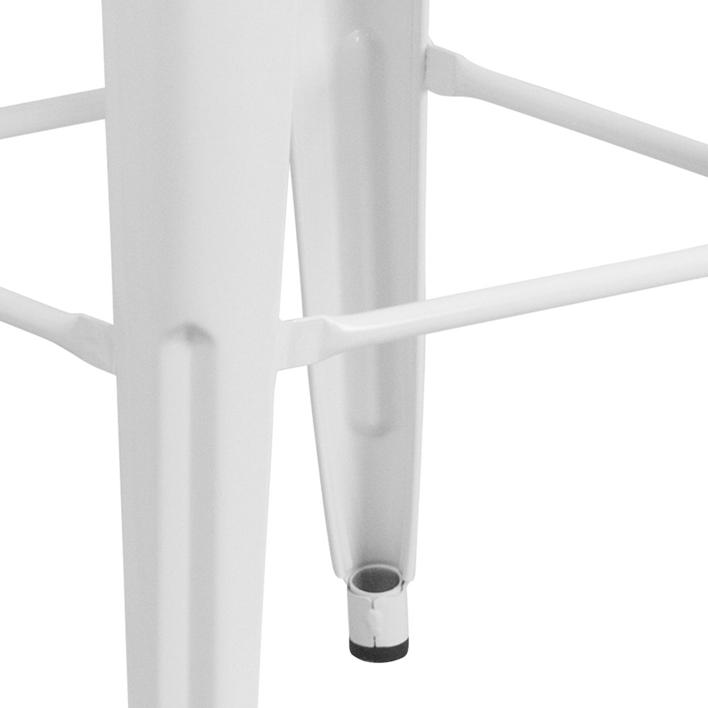 30" High Backless White Metal Indoor-Outdoor Barstool with Square Seat. Picture 10
